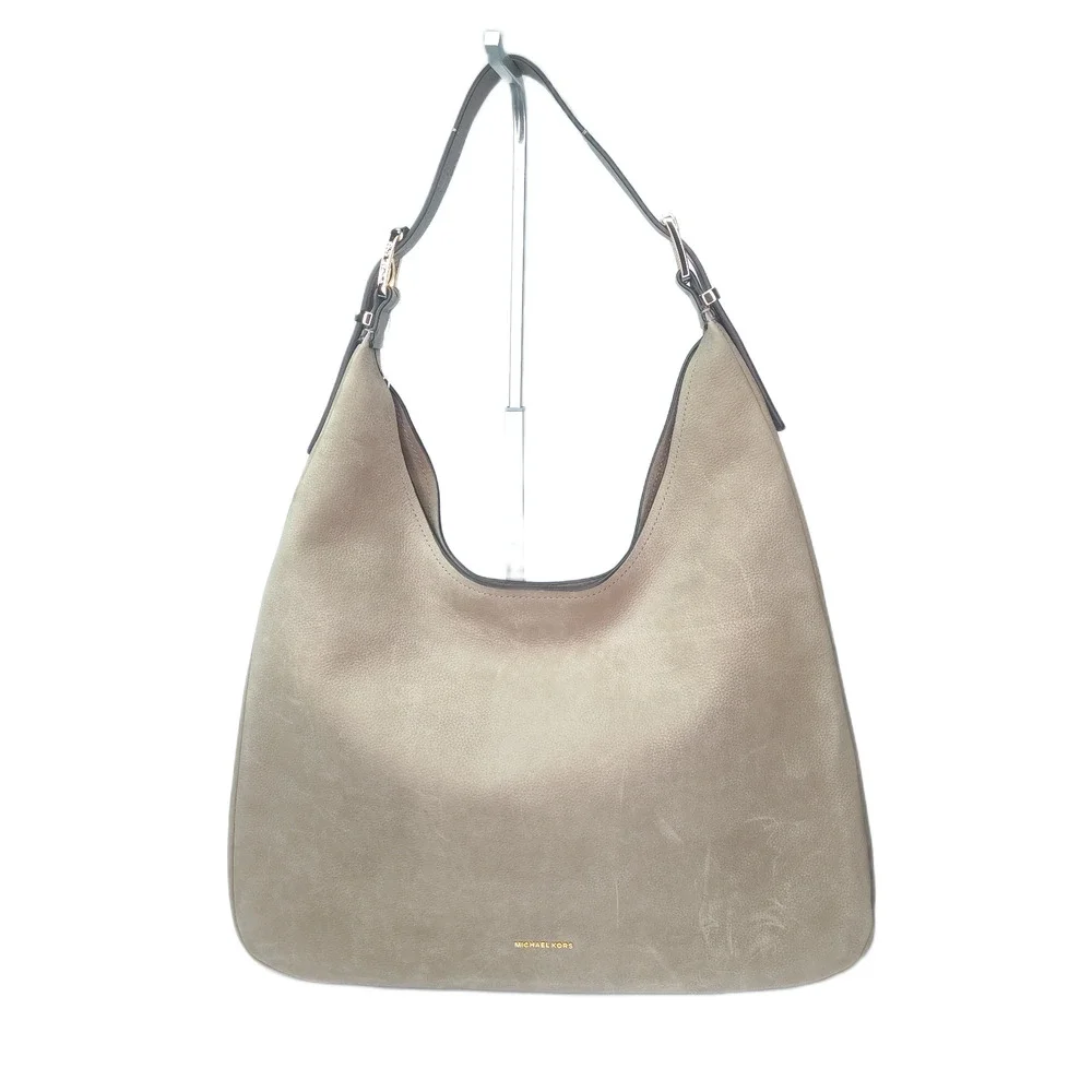 Michael Kors Nolita Large Nubuck Hobo Shoulder Bag Birch/Tan/Beige - NWT